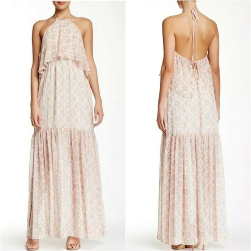 BNWT BCBGeneration Flowing Soft Print A-Frame Maxi Dress Elegant Beach Size XXS